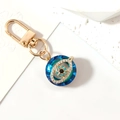 Exquisite golden keychain with blue evil eye crystal pendant and sparkling rhinestones - Gold Oval Eye