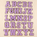 Set of 26 purple chenille alphabet patches with sparkling gold sequin embroidery edges - Purple Single Letter (Note)