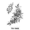 Black and white floral sketch tattoo stickers with rose and peony patterns TH-184X - Th-184 / 210*148mm