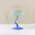 Coupe à glace en verre vert clair avec pied torsadé bleu d'une hauteur de 138 mm - 240ml / Coupe Vert Clair/Tige Bleue