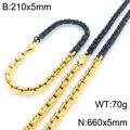 Minimalistische tweekleurige roestvrijstalen ketting en armband set in goud en zwart - Goud Zwart Color Block Box Ketting Set (KS224545-KFC)