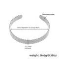 Brazalete abierto ancho irregular de acero inoxidable con borde perlado plateado - Acero (Borde de Cuentas) / 16.5