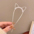 Épingle à cheveux dorée oreilles de chat avec perles et strass pour femmes - Oreilles de Chat à Double Griffe en Perle (19)