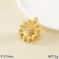 Ciondolo girasole cavo dorato in acciaio inossidabile 304, ciondolo gioielli da 17mm - Stile Girasole Oro (KLJ10013-Z) / 17mm