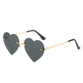 Unique heart-shaped grey sunglasses with lightning cutouts and golden metal frames - Gold Frame Black Grey