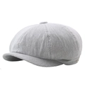 Light gray corduroy newsboy cap for men featuring a classic eight-panel crown and visor - Light Gray