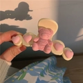 Pince à cheveux beige avec cœurs roses et un ours en 3D avec gravure Smile - Pince à Cheveux Ours Rose Blanc