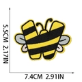 Detail view of bee-themed letter W embroidery patch with dimensions 7.4x5.5cm - Letter W Style (XT287)