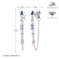 Vista dettagliata degli orecchini a nappa in argento S925 con zirconi colorati e dimensioni esatte - Argento 925 / Argento 925 placcato oro bianco