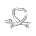 925 sterling silver dachshund charm with heart-shaped tail and sparkling crystal eyes - Heart Dachshund