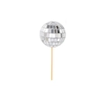 Silver mirror disco ball cake topper with gold stick for party dessert decoration - 5cm Mirror Ball + Wood Stick