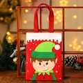 Weihnachtselfe Geschenktüte aus rotem Filz mit Henkel und weißem Schneeranddekor - Rote Applikations-Handtasche [Elf]