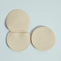 Beige microfiber circular jewelry pouch with elegant stitching and button closure - 7*7cm / Beige