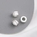 14K gold plated micro-paved zircon rondelle spacer beads with baguette-cut crystals - Style 9 / 8x5mm / Thick Silver