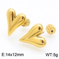 Minimalist 18K gold plated heart stud earrings in polished stainless steel for women - Gold