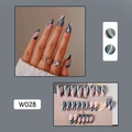 Detail of pink and grey minimalist line art press-on nails set including 24 pieces - W028 Dark Green Heart