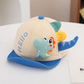 Dettaglio del cappello da sole per neonati con patch dinosauro 3D e rete retro - 48cm 6-20 mesi / Blu