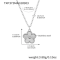 Collar de flor plateado de acero inoxidable con especificaciones de medida y peso exactas - Collar de Flor de Cinco Pétalos Color Acero