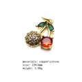 Detail of gold cherry charm featuring red zircon fruits and green marquise zircon leaves - 10#