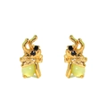 Golden insect studs with black stones and yellow-green beads for fairy princess style - Gold Insect Pair