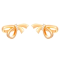 Boucles d'oreilles nœuds dorés avec centre en cristal au style doux et minimaliste - Boucles d'Oreilles Clous Nœud (K-822)