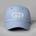 Light blue cotton baseball cap with white GOD IS GOOD interlocking print design - Sky Blue