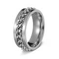 Silver rotating chain spinner ring for men made of durable polished stainless steel - US 7 / Silver