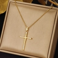 Gold - Fine Round Zirconia Cross (0358)