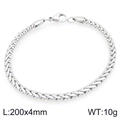 Silbernes 4mm Edelstahl-Gliederarmband mit Karabinerverschluss, 200mm Länge - 200x4mm / Silber