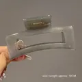 Elegant 10cm smoky grey rectangular hollow hair claw clip for thick hair styling - Square Jelly Gray-10.5cm