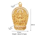 Gold plated copper Thousand-Hand Guanyin pendant with micro-paved cubic zirconia stones - Thousand-Hand Guanyin L024935 Gold