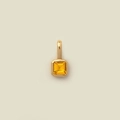 Golden pendant featuring a square-cut yellow gemstone for DIY jewelry making - November Heart Pendant - Gold