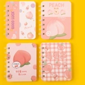 Set of 4 cute peach themed A7 spiral notebooks with pink covers and metal binding - Peach Juice