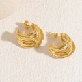 Elegante goldvergoldete 14K gedrehte C-Form mehrlagige Creolen Ohrringe für Damen - Mehrlagige C-förmige Creolen / Gold