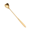 Golden heart-shaped stainless steel long handle spoon with polished finish - Heart-shaped Spoon / Gold