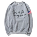 Unisex heather gray hoodie with This is the Turning Point print and flag patch - Light Gray