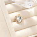 Golden heart pendant with clear crystal and sparkling diamonds in a velvet box - White Pendant