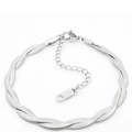 Minimalist silver woven stainless steel snake chain bracelet with lobster clasp - 2-Strand 18cm Steel Color Bracelet