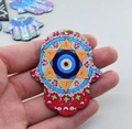 Hamsa-Handanhänger mit bösem Auge und Sternmotiv aus leuchtend rotem Acryl - Stil 4