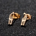 Minimalist golden giraffe stud earring in stainless steel with hollow pattern design - 277 Rose Gold (Giraffe)