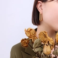 Orecchini geometrici rettangolari minimalisti placcati in oro 18 carati per donna - Oro
