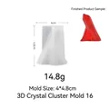 Moule en silicone cristal 3D pour résine ou bougies, taille 4x4,8cm et poids 14,8g - Style 16 Grappe de Cristal