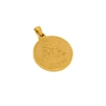 Minimalistischer 18K Gold Sternzeichen Waage Anhänger mit Perlenrand und Gravur - Waage