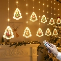 Christmas LED curtain lights with Santa figures and 8-mode remote control - Christmas Tree Ring Style
