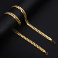 Polished golden stainless steel NK flat Cuban link chain necklace for men and women - 3.0mm*50cm / Gold