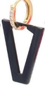 Minimalist black triangle earrings with red trim and golden hoop clasp variant - Gold-Black