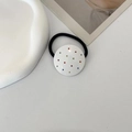 Detail of white round hair scrunchie with colorful rhinestones on a minimalist background - Round Rhinestone Hair Tie / White