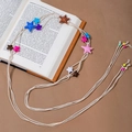 Bohemian braided waist chain with colorful starfish accents on book background - Beige Rope Multicolor Starfish Beads (X530-6)