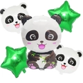 Set di 5 palloncini panda in alluminio con stelle verdi per feste di compleanno - Set da 5 Panda Stella Verde