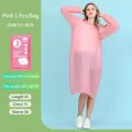 Pink portable compressed card-sized disposable raincoat for adults and teenagers - Individual Packaging / Peach Pink